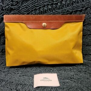 Longchamp Yellow Toile Enduite Coated Canvas Pouch